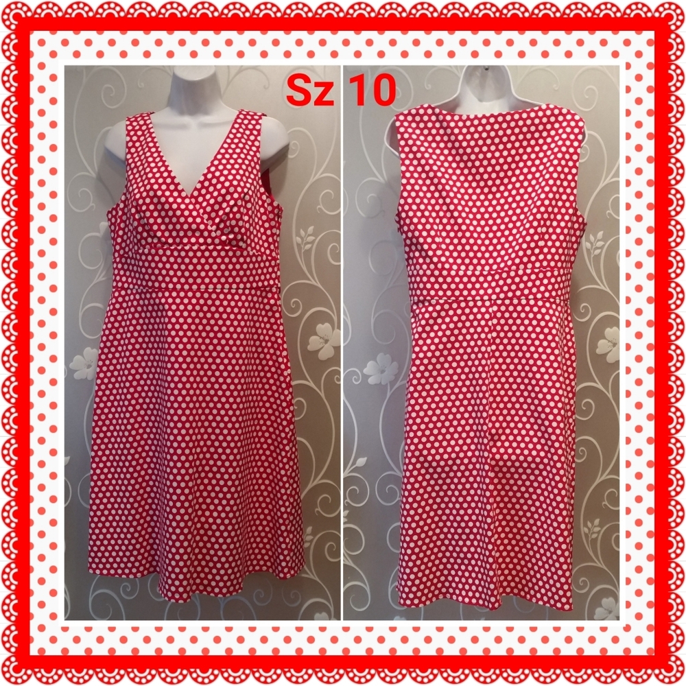 WOMENS RED WHITE POLKA DOT DRESS SIZE 10